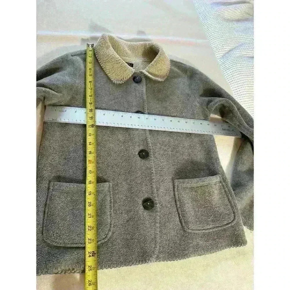 Vintage Alps Gray/Ivory Stitched  Fleece Button Seamed Sleeve Women’s S Jacket - Picture 9 of 10